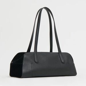 Mansur Gavriel Helios Bag Black Leather and Suede East West Shoulder Bag